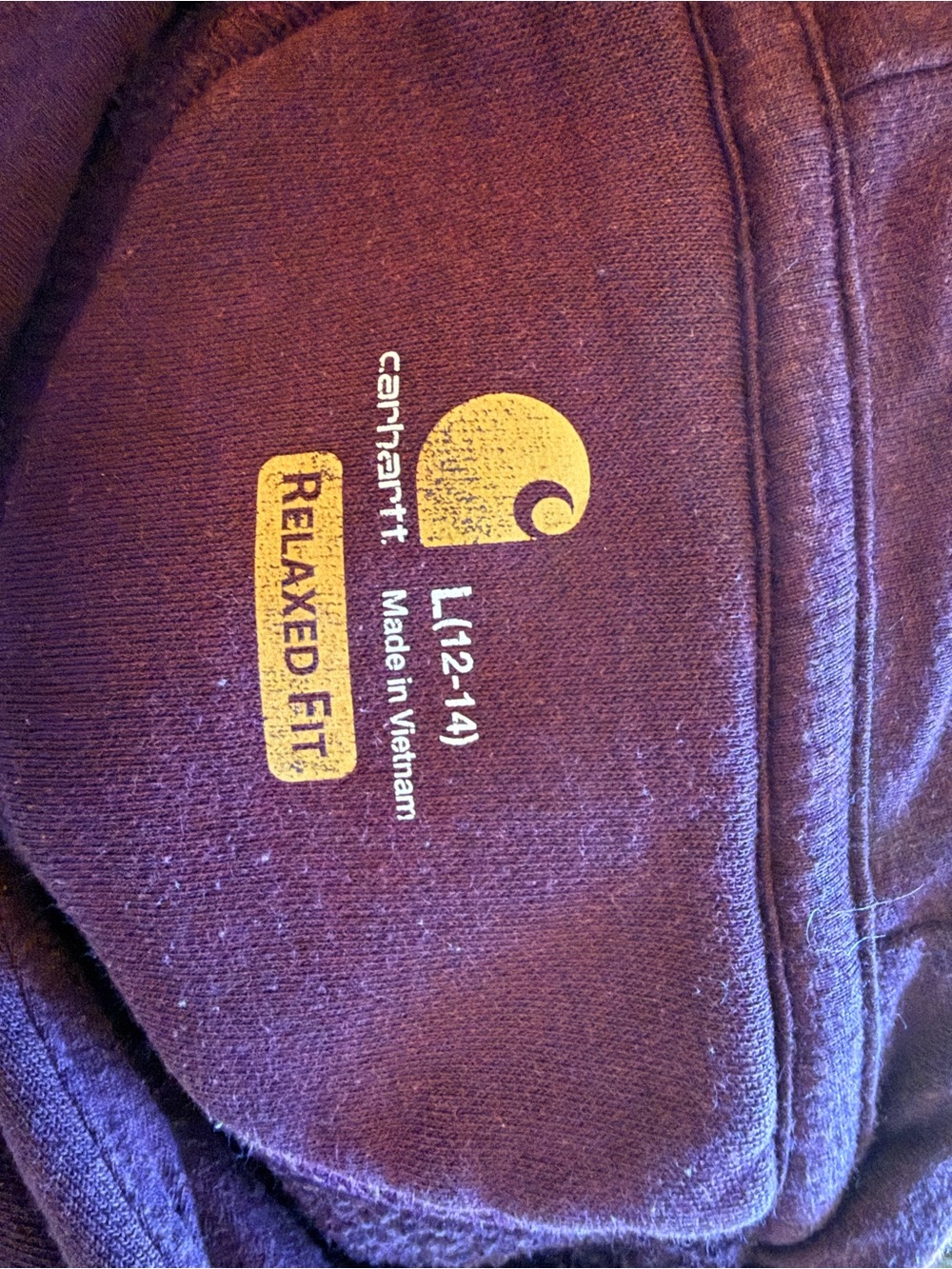 Carhartt Women’s L Relaxed Fit Burgundy Pullover Hoodie Sweatshirt 102790 - Picture 3 of 6